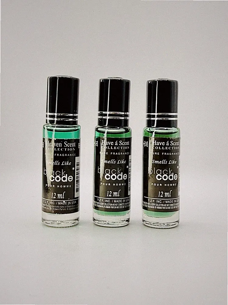 Black Code Men Roll On Body Oil by YZY Perfume 12 Ml (3pcs)