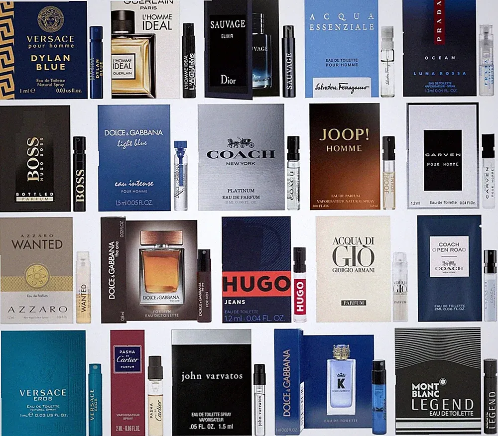 Men's perfume sampler set - Designer perfume sample Lot x 10 assorted vials